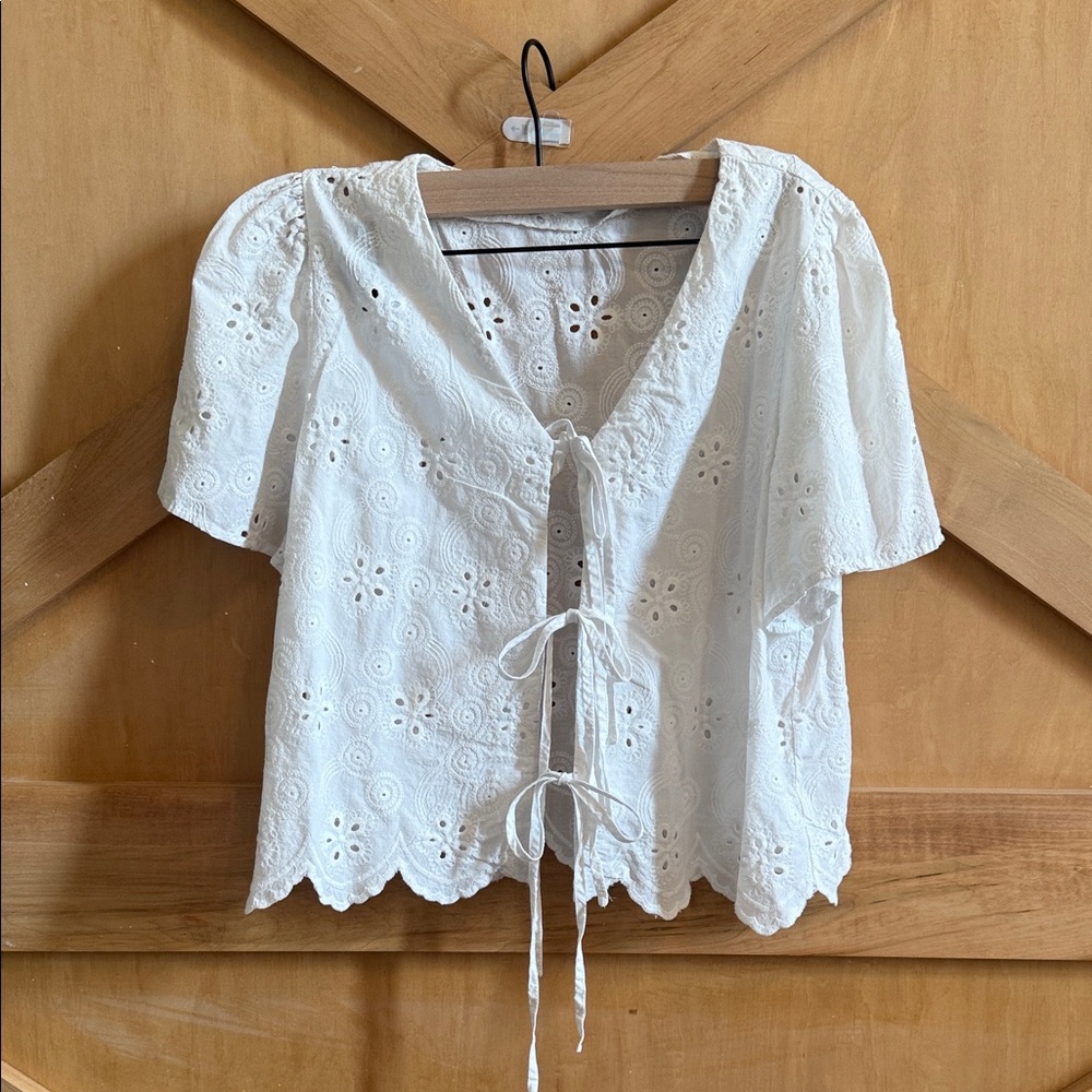 Elegant White Eyelet Blouse